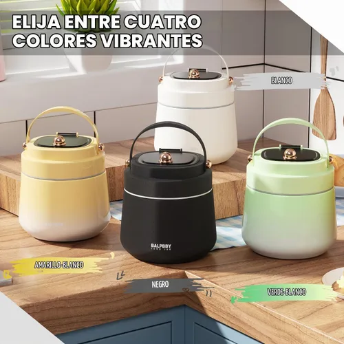 Vista 6 de Termo para alimentos calientes para adultos, 40 onzas, recipientes térmicos de sopa de boca ancha con aislamiento al vacío, frasco de comida de Negro