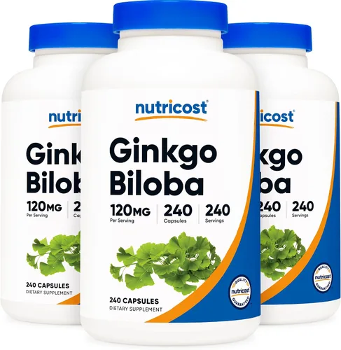 Vista 6 de Envase de 0.0042 onzas con 240 cápsulas de Ginkgo Biloba marca Nutricost., 1 botella, 1
