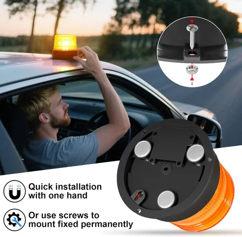 Vista 5 de AnTom Luz magnética inalámbrica de baliza, recargable de advertencia intermitente de emergencia, luces estroboscópicas que funcionan