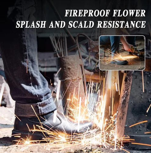 Vista 3 de NOLINSHIELD Steel Toe Boots for men,Slip-on Lightweight Working Boots,Safety,Leather,Comfortable,Puncture-Proof,Mechanic Work Boots