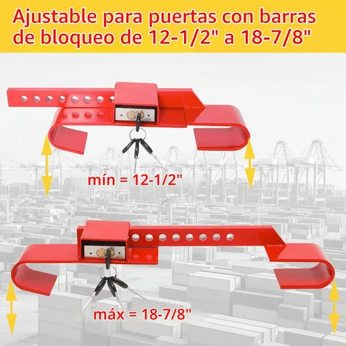 Vista 4 de Cerradura de puerta de carga de acero resistente/cerradura de contenedor de envío estándar con 4 llaves Rango de ajuste: 12-1/2" - 18-7/8
