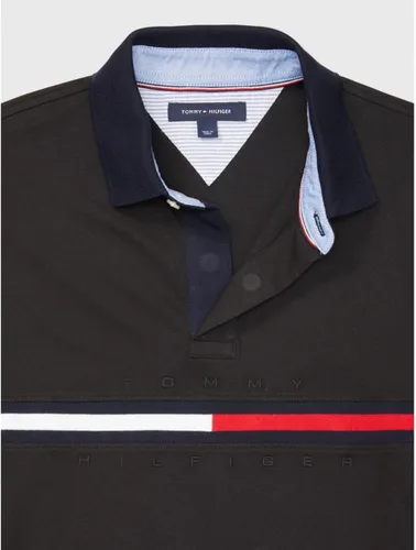 Vista 3 de Tommy Hilfiger Polo adaptable de manga larga con botones magnéticos para hombre, ajuste personalizado