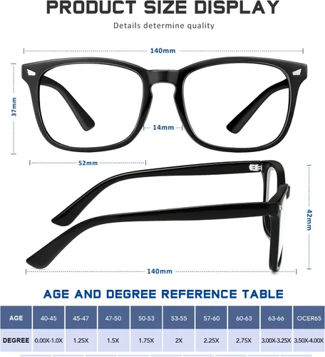 Vista 3 de Reading Glasses for Women Men - Blue Light Blocking UV Filter Computer Readers,Anti Eyestrain Eyeglasses