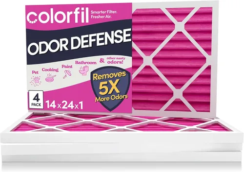 Vista 13 de Colorfil - Filtro de aire de 12 x 12 x 1 pulgadas, filtros que cambian de color para olores de gatos y perros, filtro de aire acondicionado MERV 8