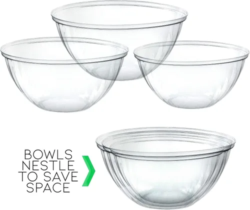Vista 7 de PLASTICPRO - Cuencos desechables redondos de plástico transparente para servir aperitivos o ensaladas de fiesta, cuencos de plástico transparente