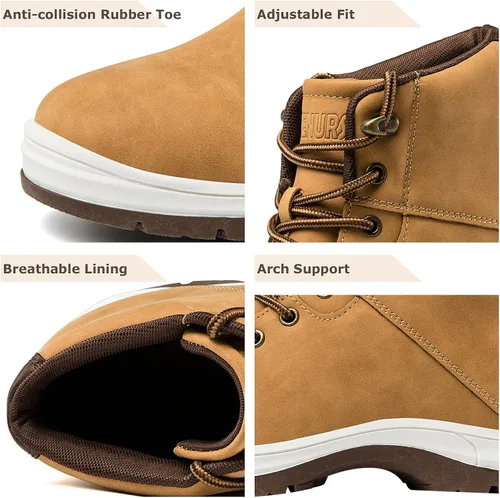 Vista 2 de Botas de senderismo ligeras para hombre, resistentes al agua, de tobillo medio, para trabajo, casual, senderismo, senderismo, exteriores
