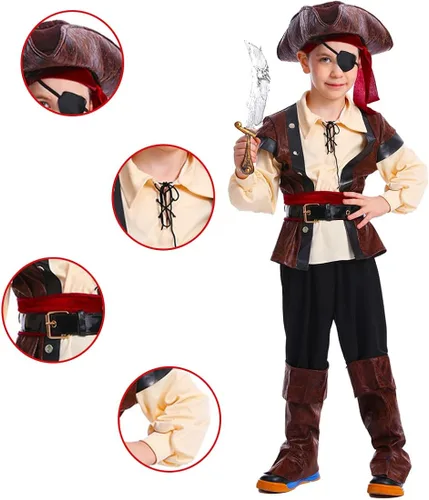 Vista 3 de KalcyKizz Disfraz de pirata rústico para niños
