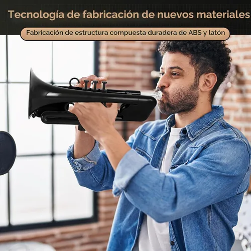Vista 6 de PAMPET SEA LION - Juego de trompeta profesional de plástico Bb para estudiantes principiantes (negro)