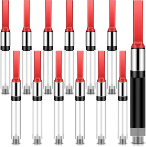 Vista 7 de Marspark Convertidor de tinta universal para pluma estilográfica, 6 piezas, convertidor internacional de cartuchos de tinta (rojo)