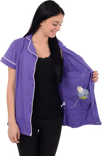 Vista 6 de USBD Camisa de recuperación de cirugía posterior a la mastectomía, cuello de solapa con bolsillos de drenaje