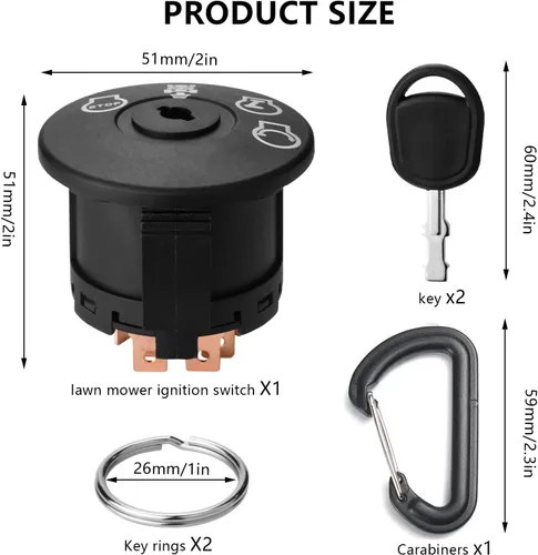 Vista 5 de 193350 Interruptor de arranque de encendido 4 posiciones con llave 7 terminales Se adapta a AYP, Craftsman, Sears, Poulan Lawn Mower Rider