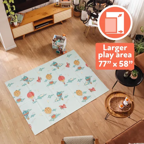 Vista 3 de Nuby Tapete reversible para bebé, plegable y ligero, tapete de juego infantil de espuma, 77 x 58 pulgadas, fácil almacenamiento y viaje, globos