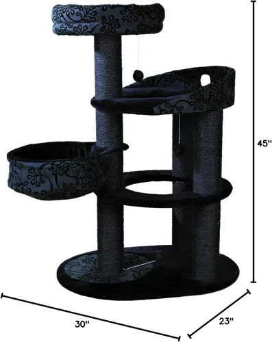Vista 10 de TRIXIE Filippo - Torre para gatos de 50 pulgadas, postes rascadores de sisal, árbol para gatos con hamaca, plataformas, cama, juguetes colgantes