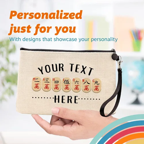 Vista 6 de Pattern Pop - Bolsa Mahjong personalizada - Pequeña bolsa beige claro para piezas de juego de mesa - Bolsa de almacenamiento - Ideal para jugadores