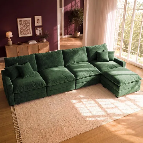 Vista 31 de Cloud Couch Sectional, L Shaped Modular Sofa with Movable Ottoman Negro