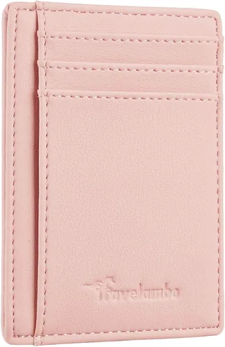 Vista 4 de Travelambo Bolsillo frontal Minimalista Cuero Slim Cartera RFID Bloqueo
