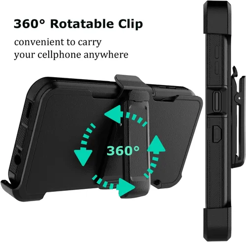 Vista 3 de Funda para teléfono Galaxy A14 5G, para Samsung A14 5G con clip para cinturón con [protector de pantalla incorporado] protector de pie resistente a