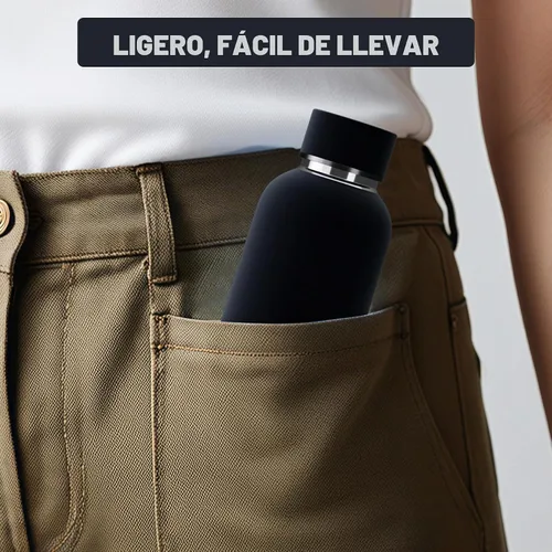 Vista 7 de Exllena Botella de agua pequeña de 12 onzas con clip, doble pared de acero inoxidable al vacío, pequeña botella de agua aislada que mantiene