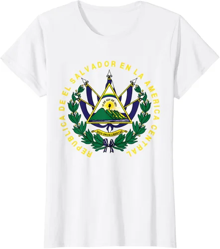 Vista 18 de amdesco Salvador Camisa, salvadoran Escudo de armas playera, mujer L, Blanco