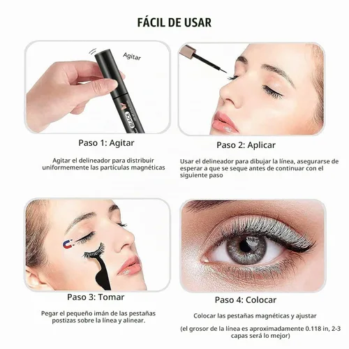 Vista 5 de Delineador de ojos magnético de 3 tubos para pegamento magnético para pestañas - Paquete negro