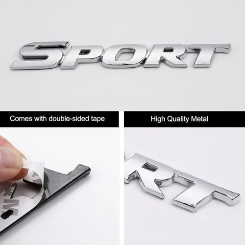 Vista 2 de Paquete de 2 Calcomanías Deportivas para Coche, Emblema Adhesivo de Metal 3D Sport para Guardabarros Lateral de Coche Camión Maletero Trasero