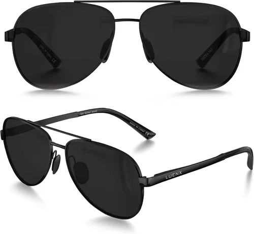 Vista 7 de Luenx Aviator Sunglasses Men Polarized Women Classic UV400 Driving Negro