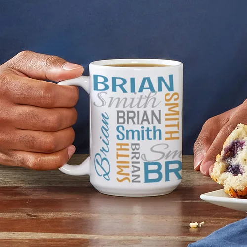 Vista 2 de Let's Make Memories - Taza personalizada con tu nombre y firma - Taza de café personalizada de 15 oz - Regalo para poner en la media navideña - Para