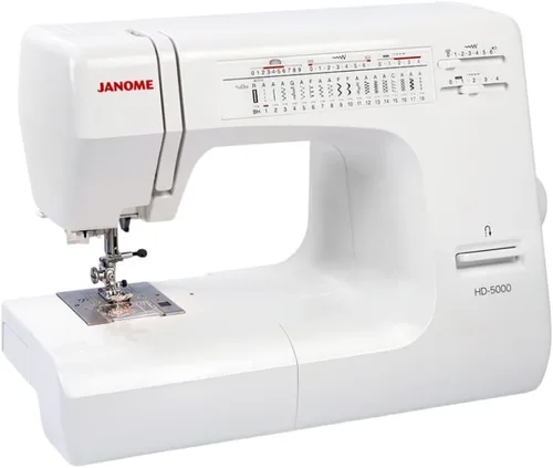 Vista 2 de Janome HD5000 Máquina de coser resistente para principiantes, máquinas de coser mecánicas portátiles con accesorios y cubierta, máquina de coser
