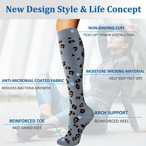 Vista 5 de FuelMeFoot Calcetines de compresión para hombres y mujeres de 20 a 30 mmHg-calcetines de apoyo graduados para fútbol, correr, enfermeras