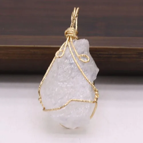 Vista 6 de LHJ 6 colgantes de cristal natural crudo irregular, piedra de energía curativa de Reiki, envueltos en cobre para hacer joyas, collares, meditación