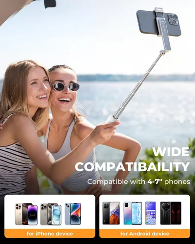 Vista 5 de Trípode para selfie, trípode plegable para teléfono para iPhone/Android, control remoto inalámbrico, portátil, tamaño de bolsillo, para fotografía