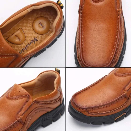 Vista 6 de Mocasines casuales para hombre, zapatos de cuero para caminar