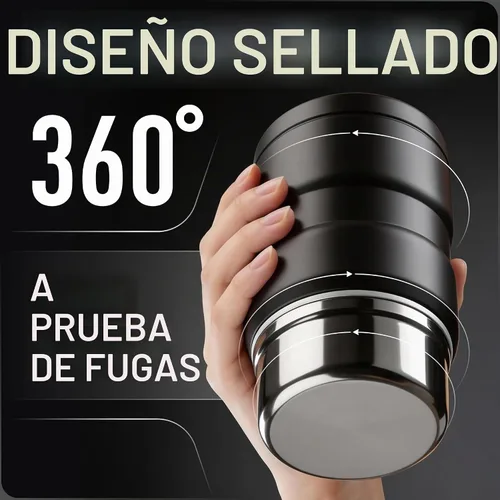 Vista 5 de Earth&ME Termo de acero inoxidable para alimentos calientes de 17 onzas con cuchara plegable, recipiente de alimentos aislado al vacío, termo