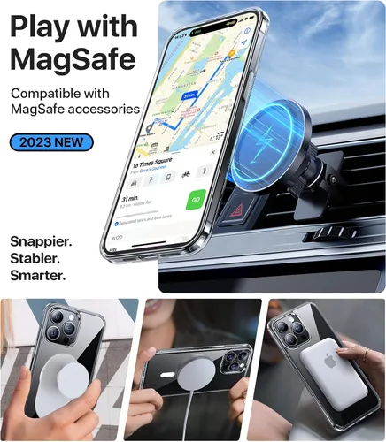Vista 3 de Funda magnética para iPhone 12 Pro Max, [nunca amarilla] [compatible con MagSafe] Protección militar contra caídas de 10 pies, a prueba de golpes
