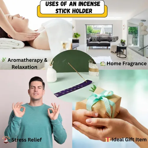 Vista 5 de Bless-International Quemador Tradicional Hecho a Mano de Madera Portaincienso Soporte Recogecenizas para Aromaterapia-Meditación-Yoga