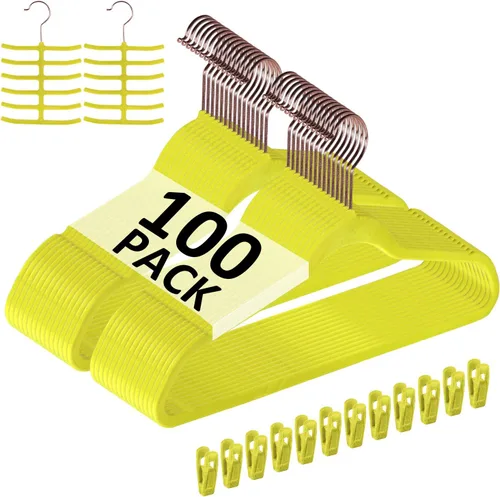 Vista 12 de VECELO Perchas de Terciopelo Premium para Ropa de Servicio Pesado (Paquete de 25) - Antideslizantes y que Ahorran Espacio con 6 Clips para Dedos