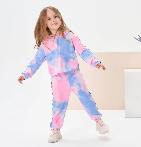 Vista 2 de Conjunto de sudadera con capucha y pantalones de manga larga para bebés y niñas pequeñas