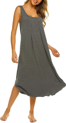 Vista 2 de Ekouaer - Camisón sin mangas para mujer, camisón suave, camisón suelto, sin mangas, camisón S-XXL