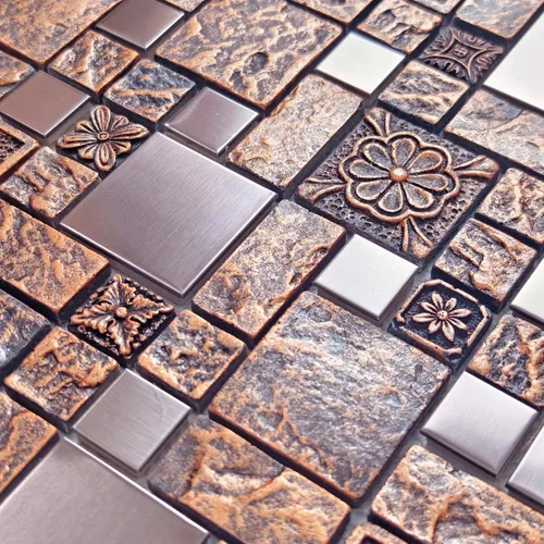 Vista 11 de Muestra de azulejo de pared de Backsplash de mosaico de resina metálica