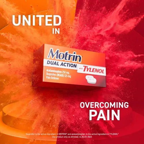 Vista 3 de Motrin Dual Action con Tylenol, Analgésico de acción dual de acción rápida con ibuprofeno y acetaminofén para dolores y molestias menores