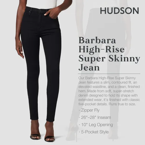 Vista 2 de HUDSON Jeans Barbara - Jeans de tiro alto para mujer, color negro, 25, Negro