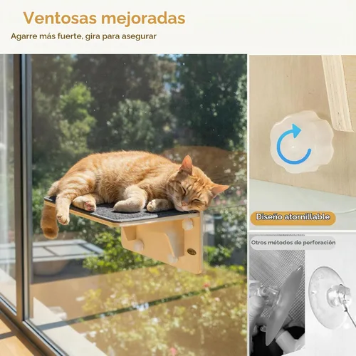Vista 7 de Pecute - Percha para ventana de gato 2 en 1 y estantes de pared, hamaca