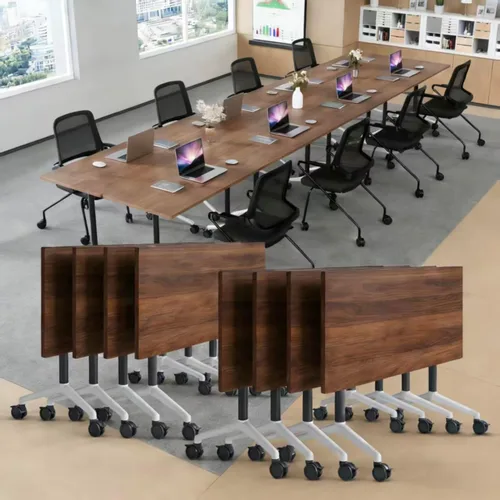 Vista 42 de Mesa de conferencias plegable, mesas de sala de conferencias con ruedas, mesa rectangular grande y plegable para reuniones de 6 a 12 personas, mesa