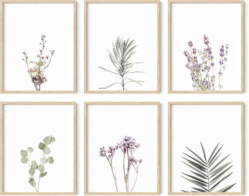 Vista 16 de HAUS AND HUES Pósteres florales y de plantas, juego de 6 impresiones botánicas, arte de pared de flores y plantas, decoración botánica