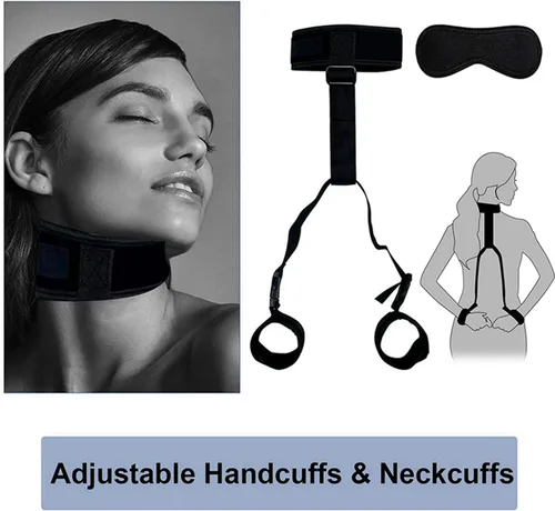 Vista 2 de BDSM - Juego de restricciones de cama sexuales para adultos, para parejas, correas de cama King resistentes al sexo, ataduras para piernas, brazos