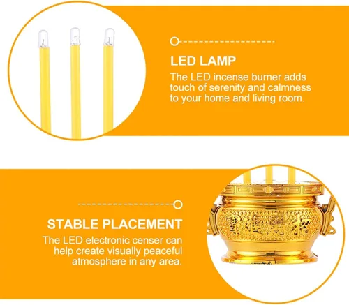 Vista 3 de NUOBESTY Led Buddha Censer - Soporte eléctrico para incienso para decoración del hogar