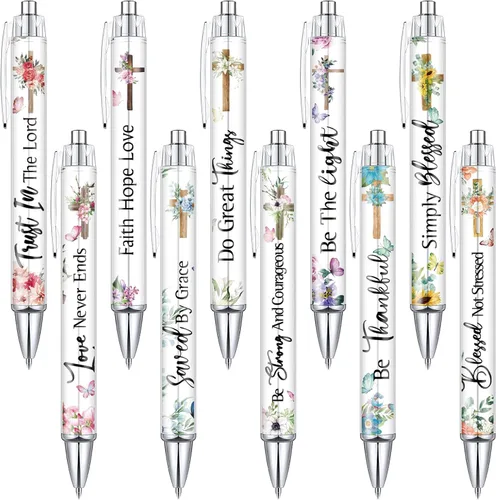 Vista 8 de Tinlade 10 piezas de bolígrafos cristianos para mujeres, bolígrafos de tinta religiosa, regalos de Pascua, citas inspiradoras, versículos bíblicos