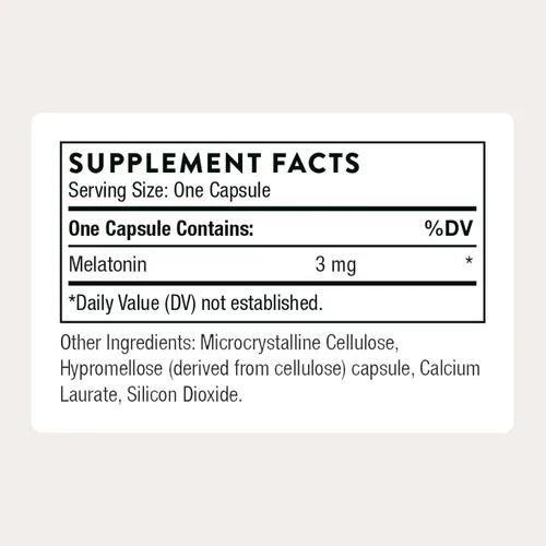 Vista 2 de THORNE Melaton-3-3mg Melatonina - Apoya los ritmos circadianos, el sueño reparador y la relajación - Sin gluten, sin soya sin lácteos - 60 cápsulas