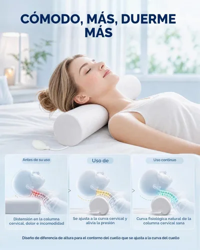 Vista 2 de SMDR Almohada cervical ajustable para el cuello para aliviar el dolor, almohada cervical de espuma viscoelástica con soporte de cojín de aire
