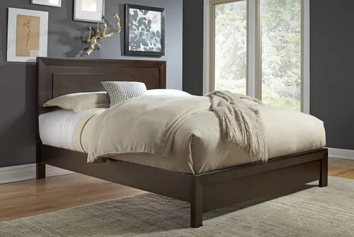 Vista 12 de Modus Furniture Cama con paneles de madera maciza, Queen, Broderick - Marrón avena silvestre